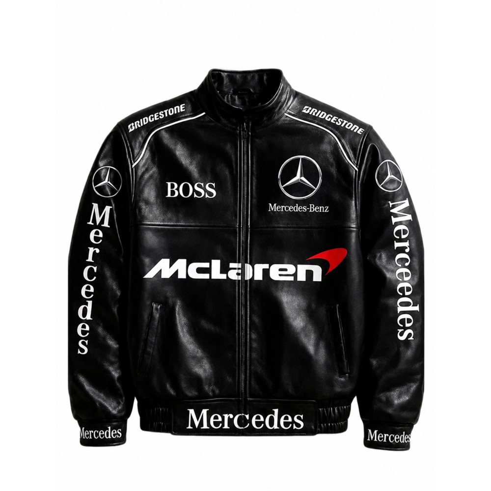 Mercedes Benz McLaren Black Leather Racing Jacket | America Suits